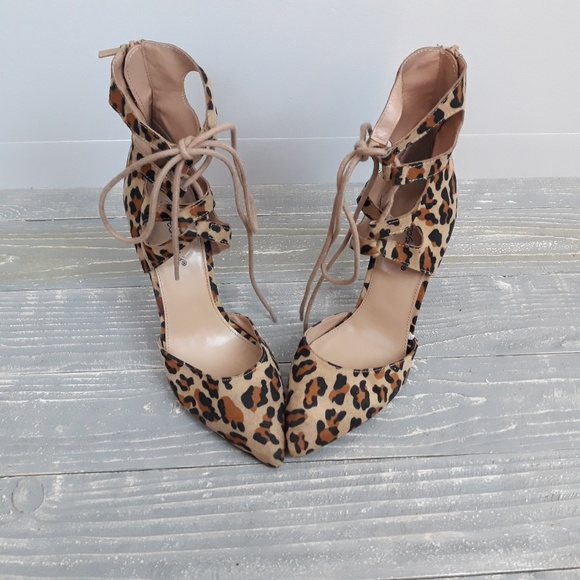 Breckelles Shoes - Breckelles leopard print lace-up Heels.